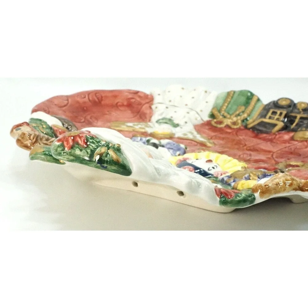 Fitz and Floyd Father Christmas Canape Plate Wall Hanging Santa's Bag Angel 1995